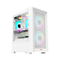 PC Power White Flow Mesh X2 M-ATX Gaming Casing